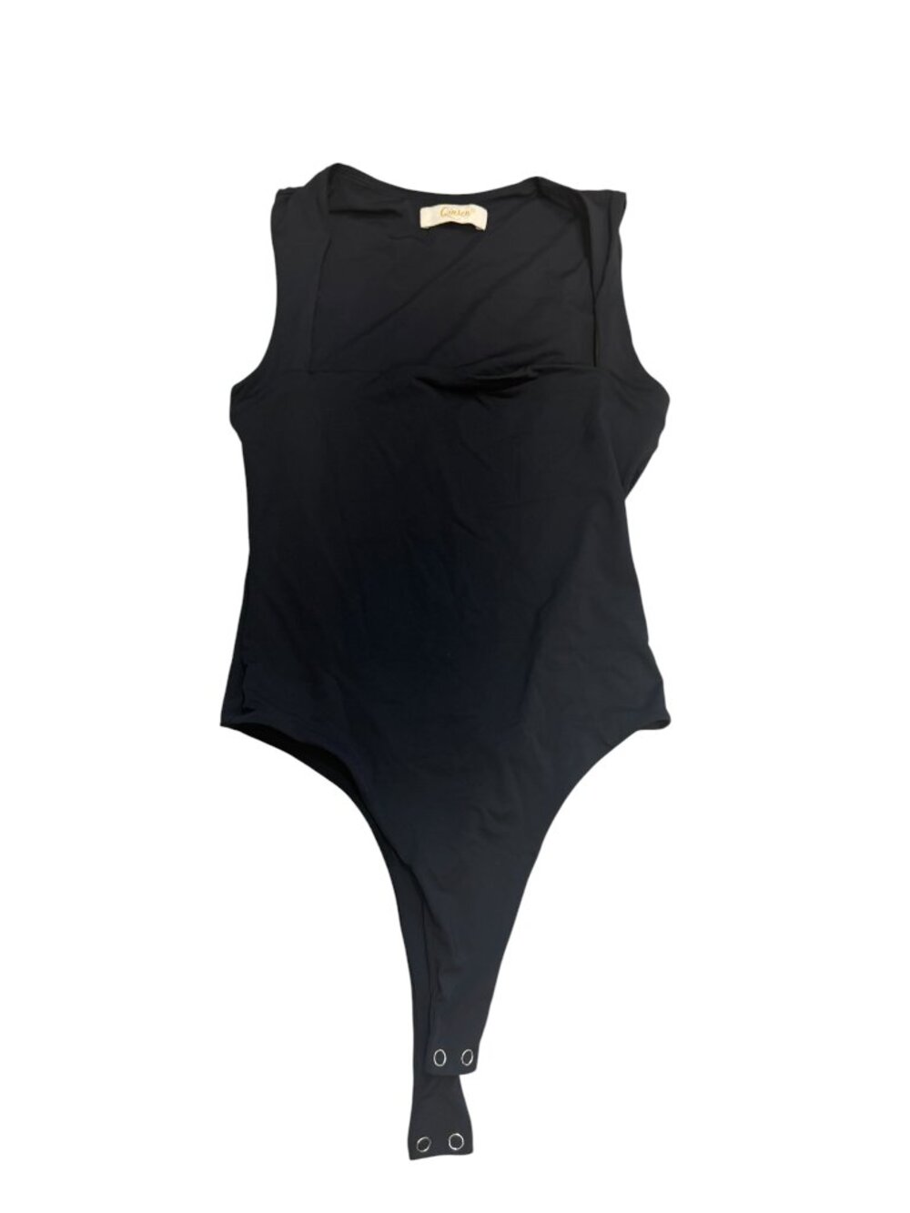 Like New Qinsen Black Square Neck Sleeveless Thong Bodysuit Size M